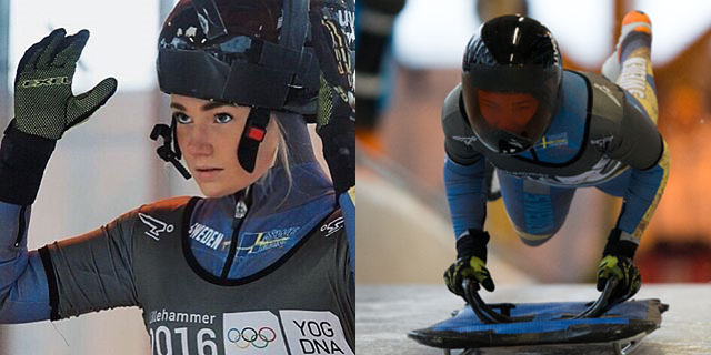 Julia Falk blev den 19 februari först i Sverige att tävla i grenen Skeleton. Foto: Lillehammer2016
