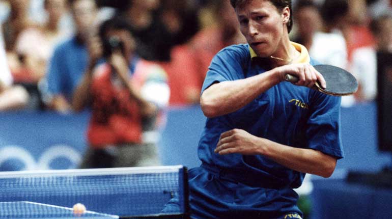 Jan-Ove Waldner under bordtennisens singelturnering i Barcelona 1992. Foto: TT